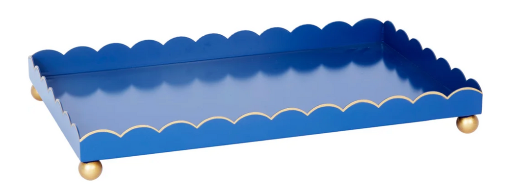 Scalloped Blue with Gold Tray