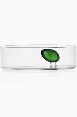 Travasi-Clear Bowl w/Green Olive