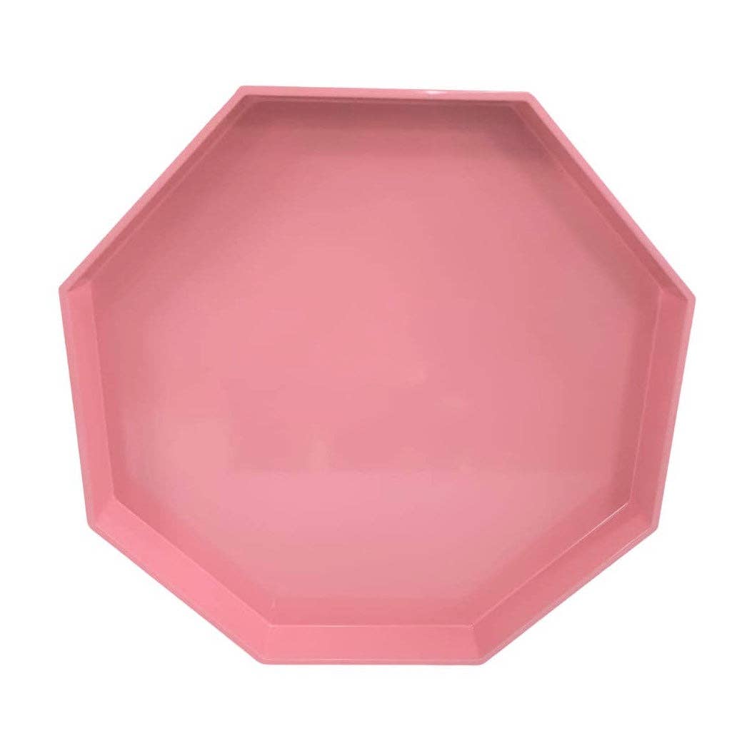 Medium Octagonal Lacquered Tray - Eraser Pink