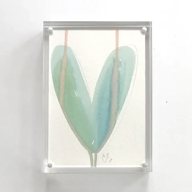 Green Acrylic Block Heart Painting